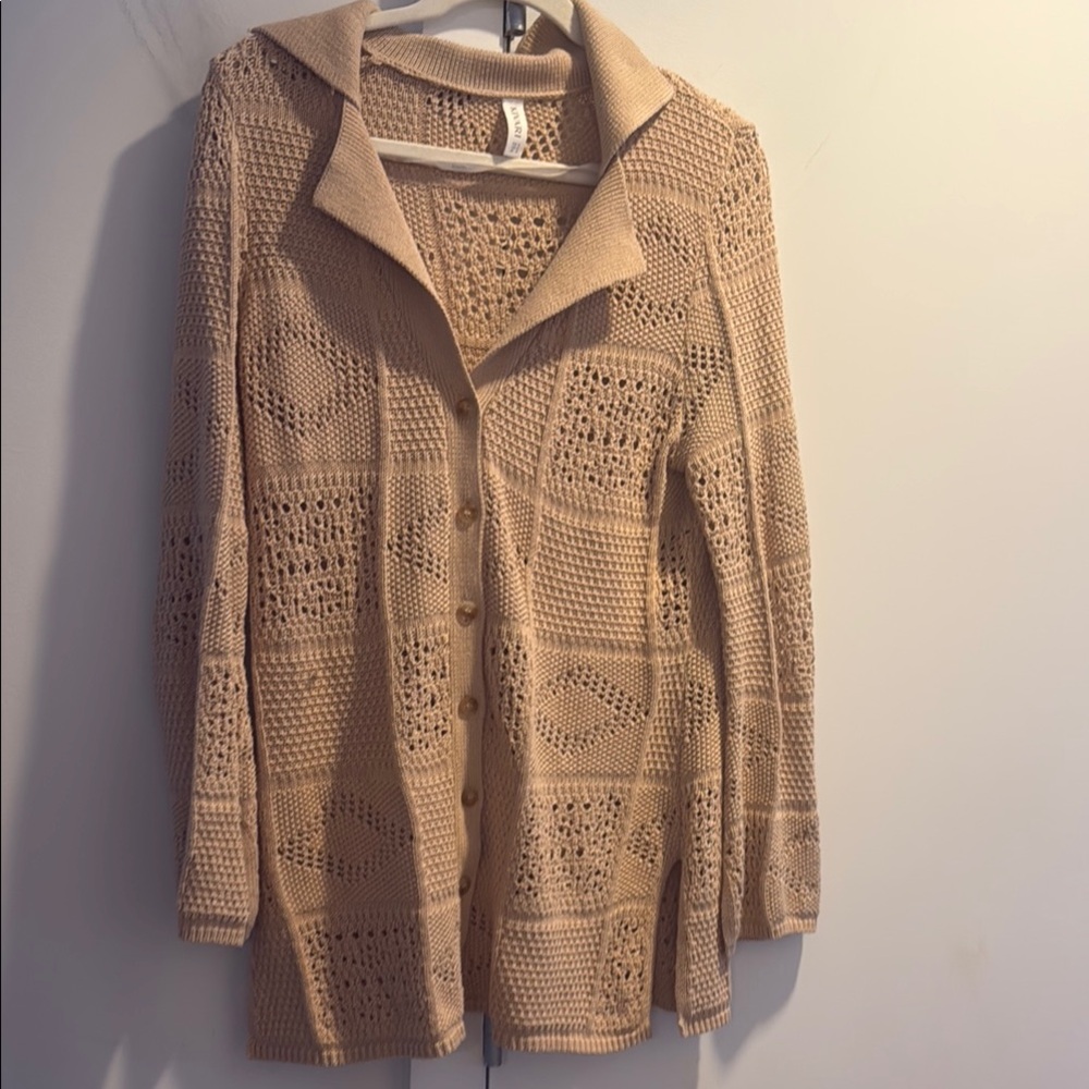Kivari Tan Open-Knit Cardigan